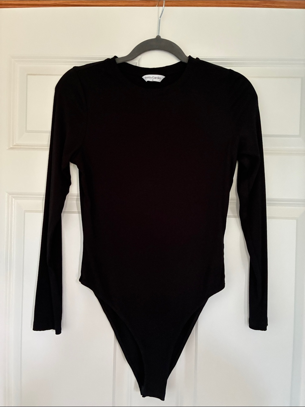 Black Long-Sleeve Womens Bodysuit by Pretty Garden